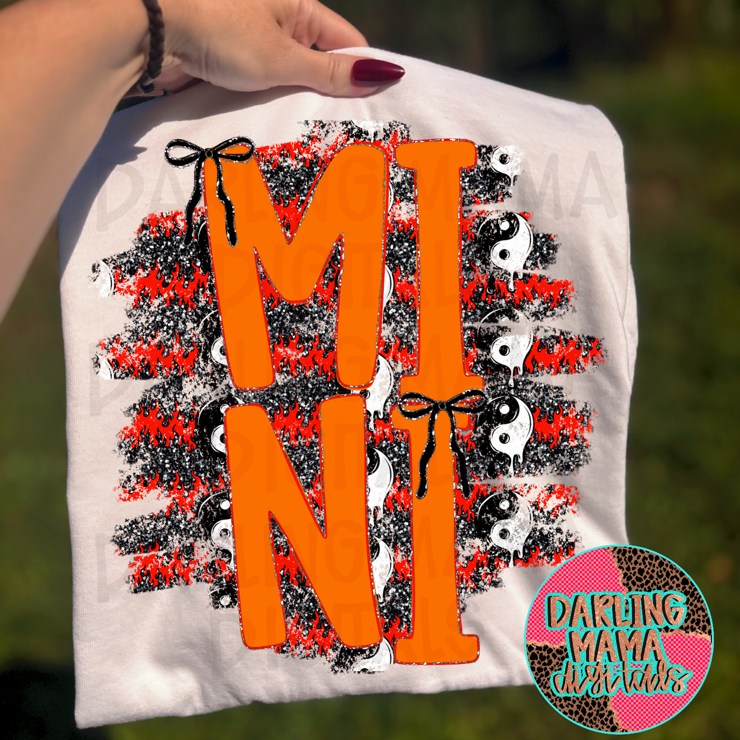 Orange and Red yin yang mini