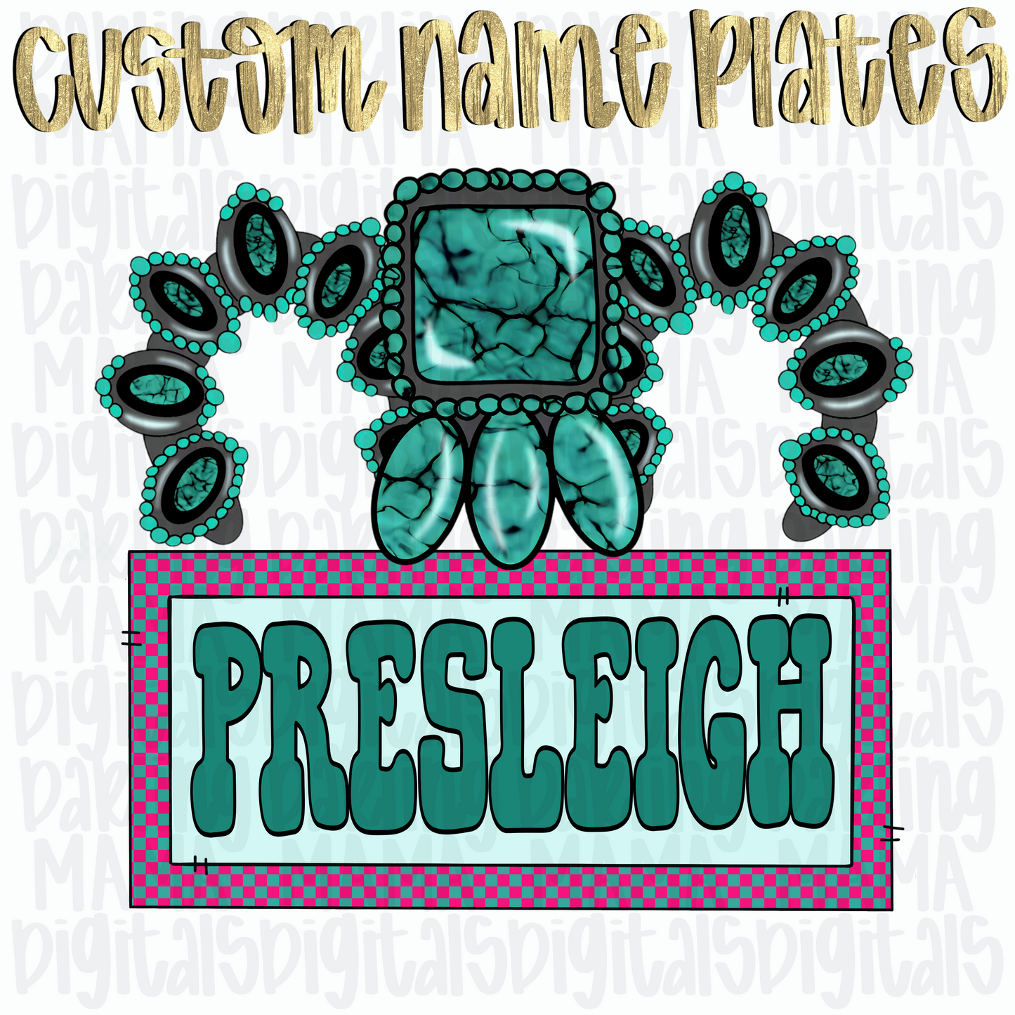 Custom pink checkered turquoise