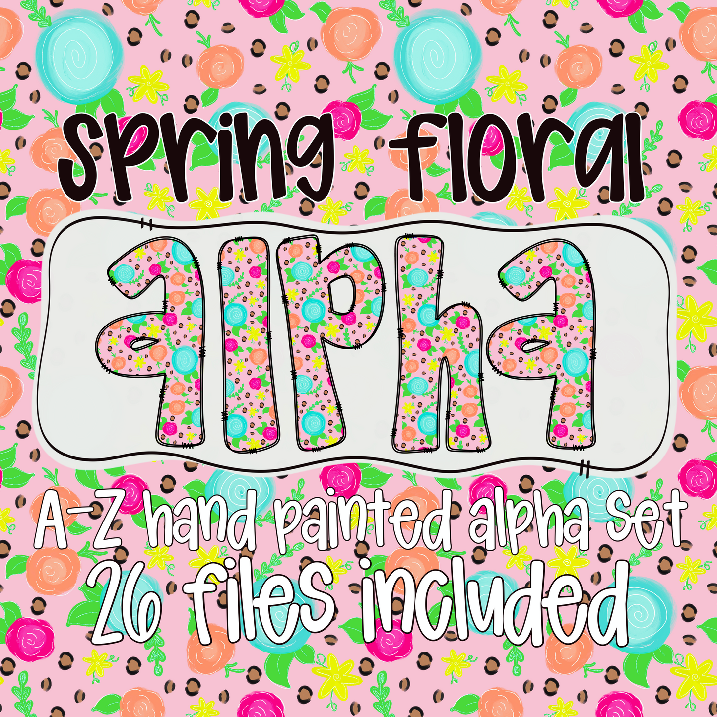 Hand Painted Spring floral Aplha