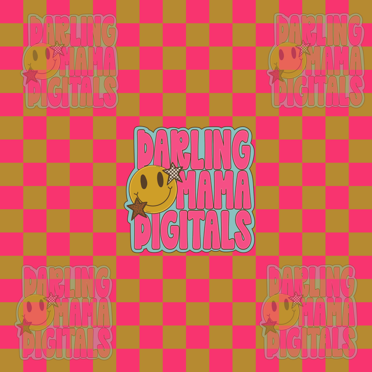 Neon pink and dark green Checkered seamless