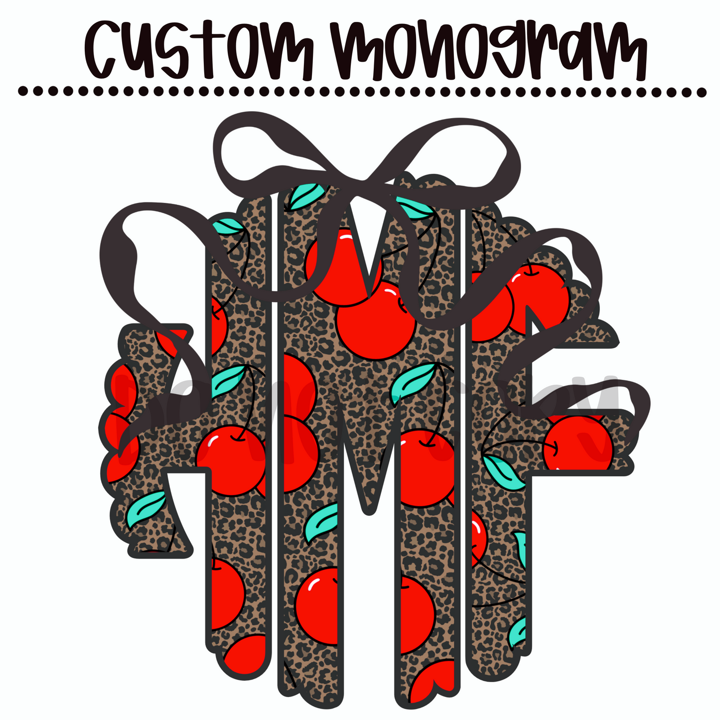Cheetah Cherry Custom Monogram