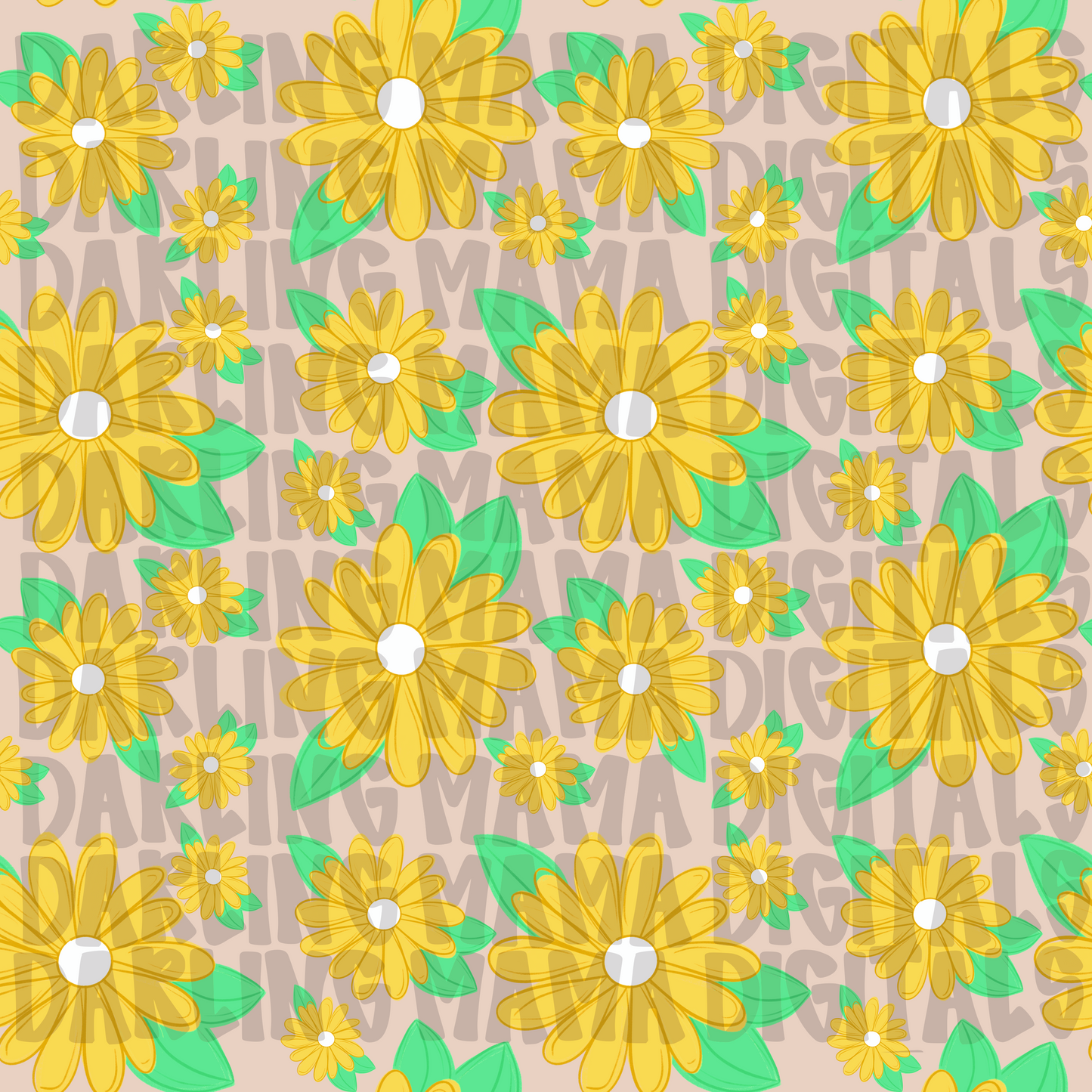 Hand Painted Yellow Daisy Seamless File