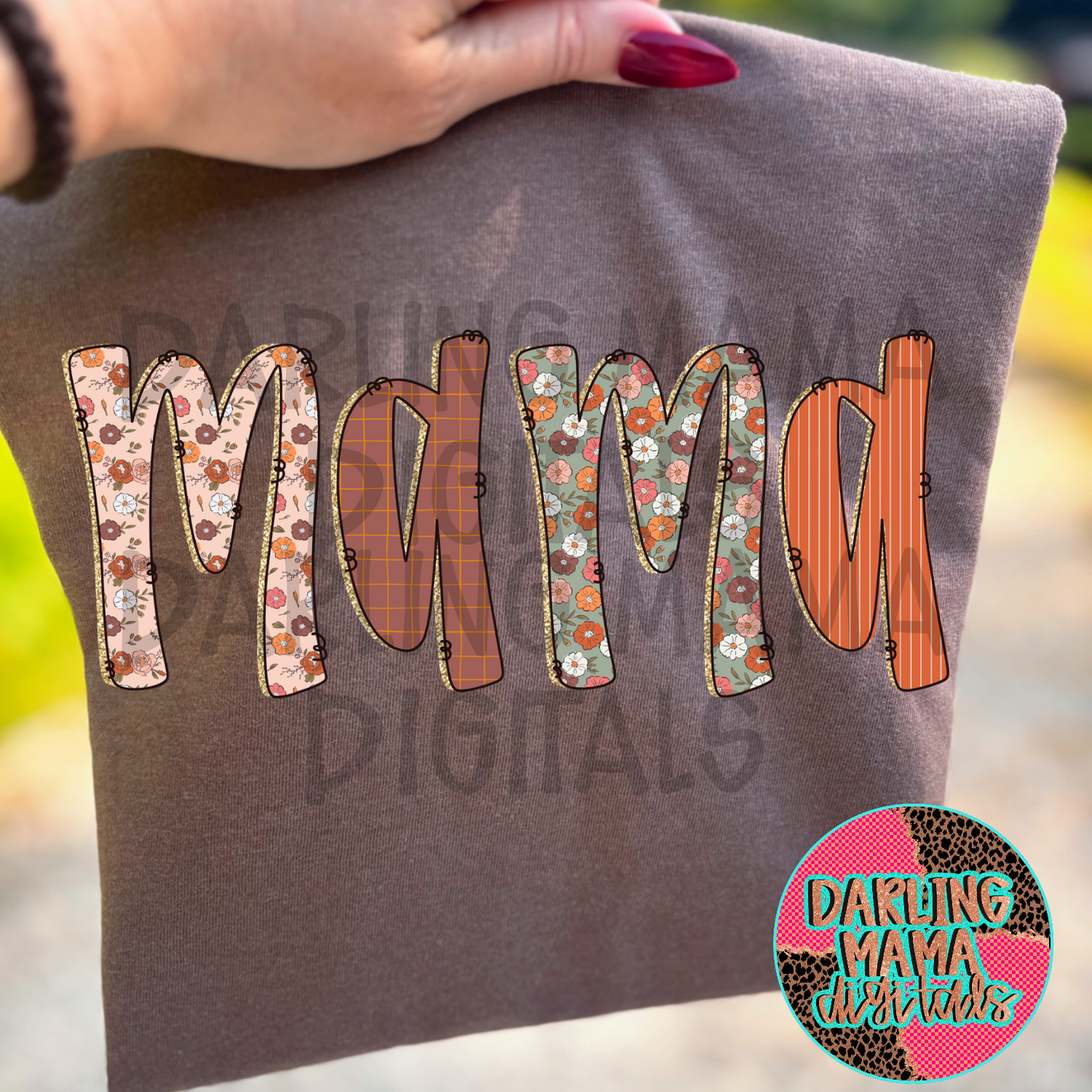 Fall Floral Glitter Mama