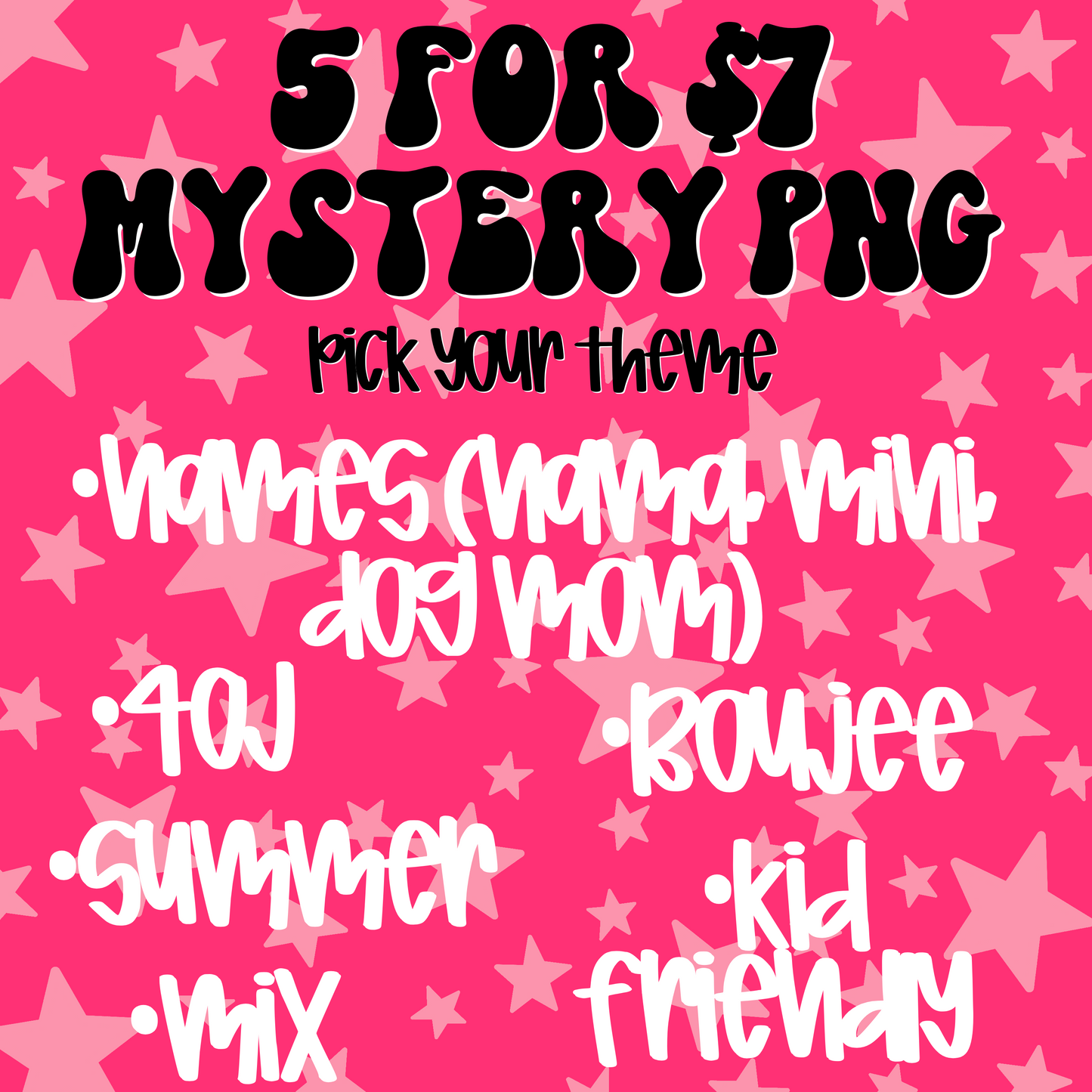5 for $7 Mystery Files Pick your theme