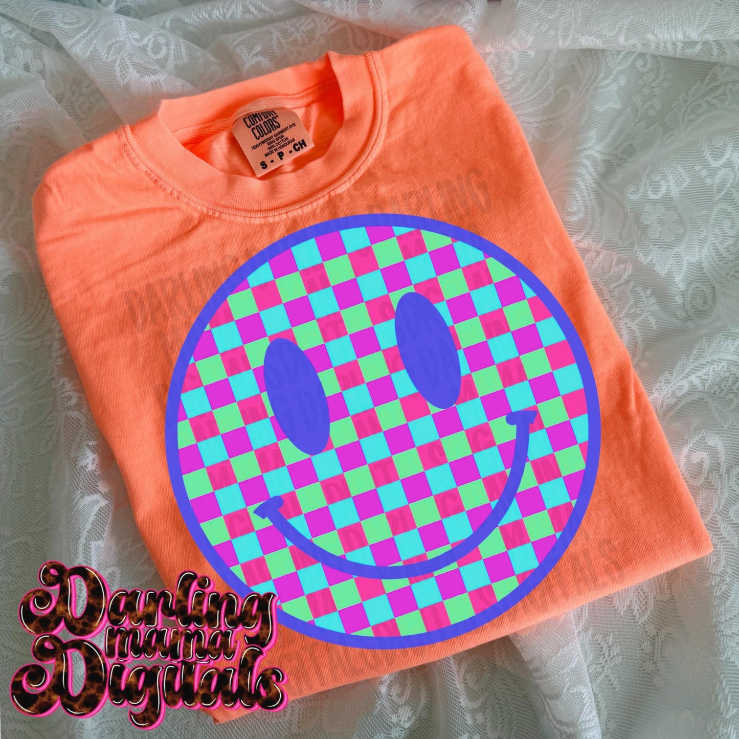 Neon Checkered Smiley