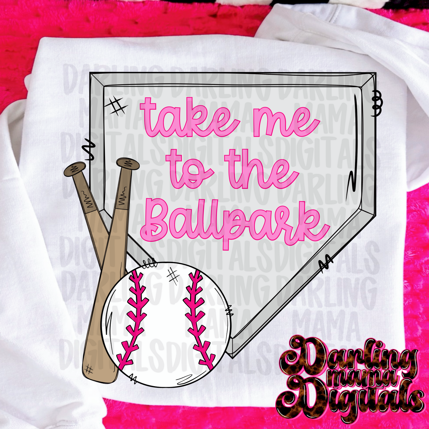 Take me to the ballpark pink baseball