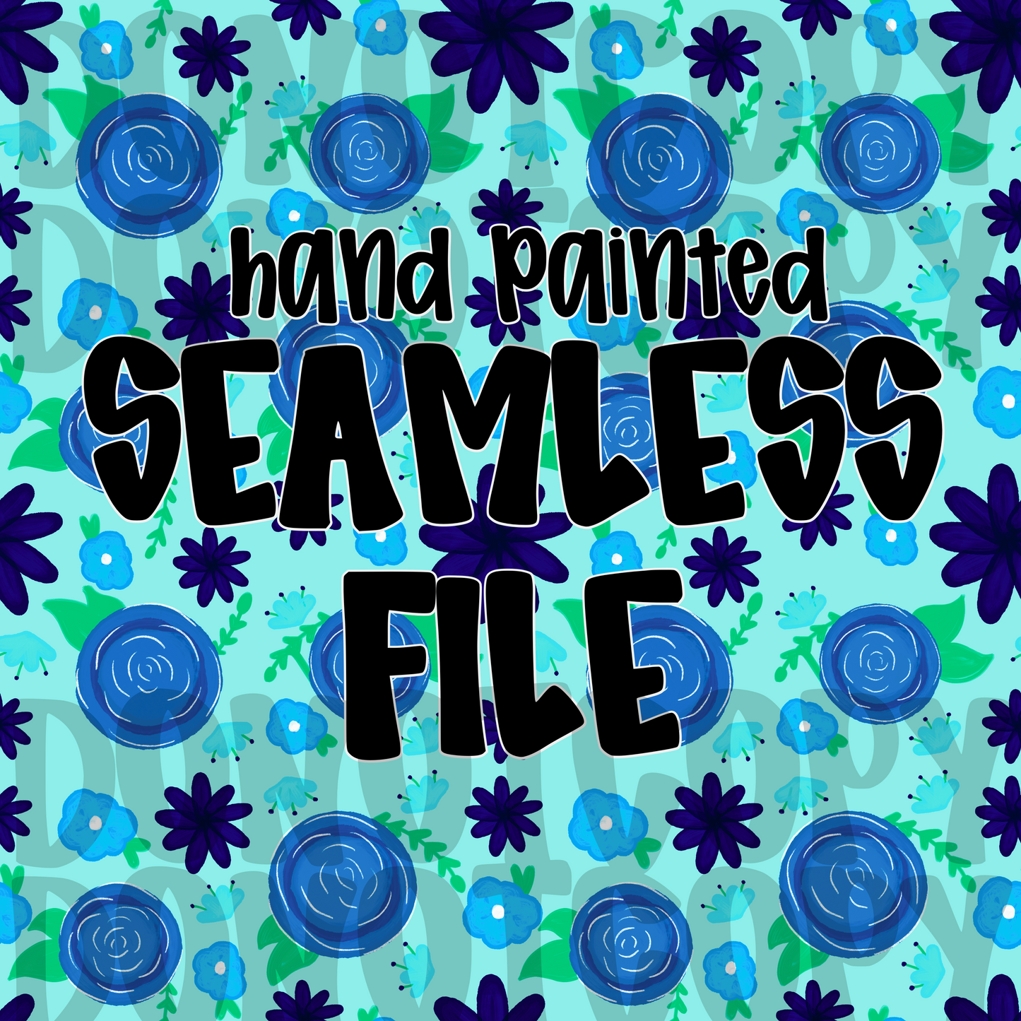 Hand Painted Blue Floral Seamless File