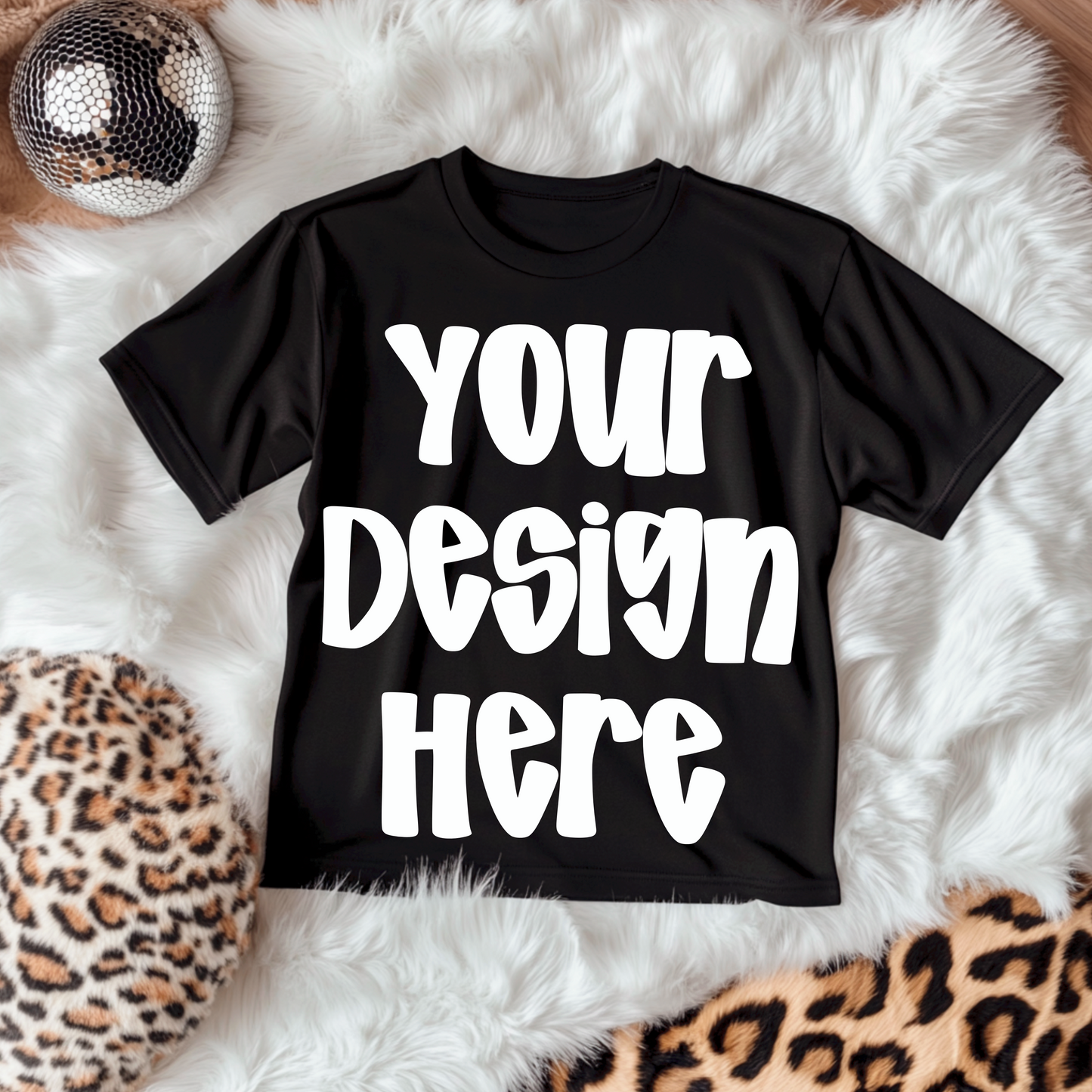 Black Unbranded Tee Fuzzy Cheetah Rug