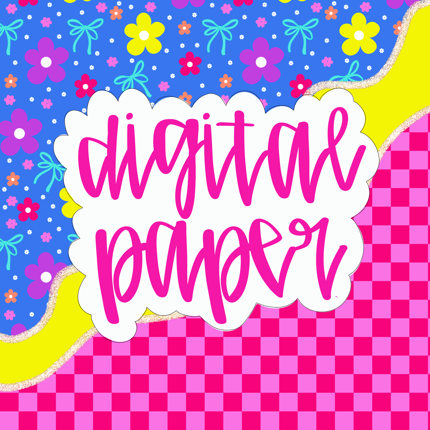 Neon Bow Flower DIGITAL PAPER NOT SEAMLESS