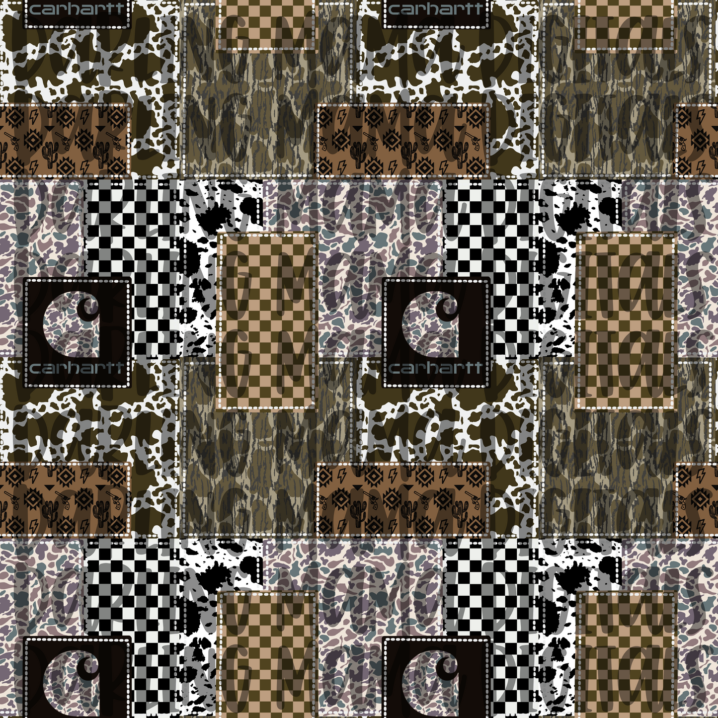 Cow Print Camo C*rh*rtt Patchwork Seamless