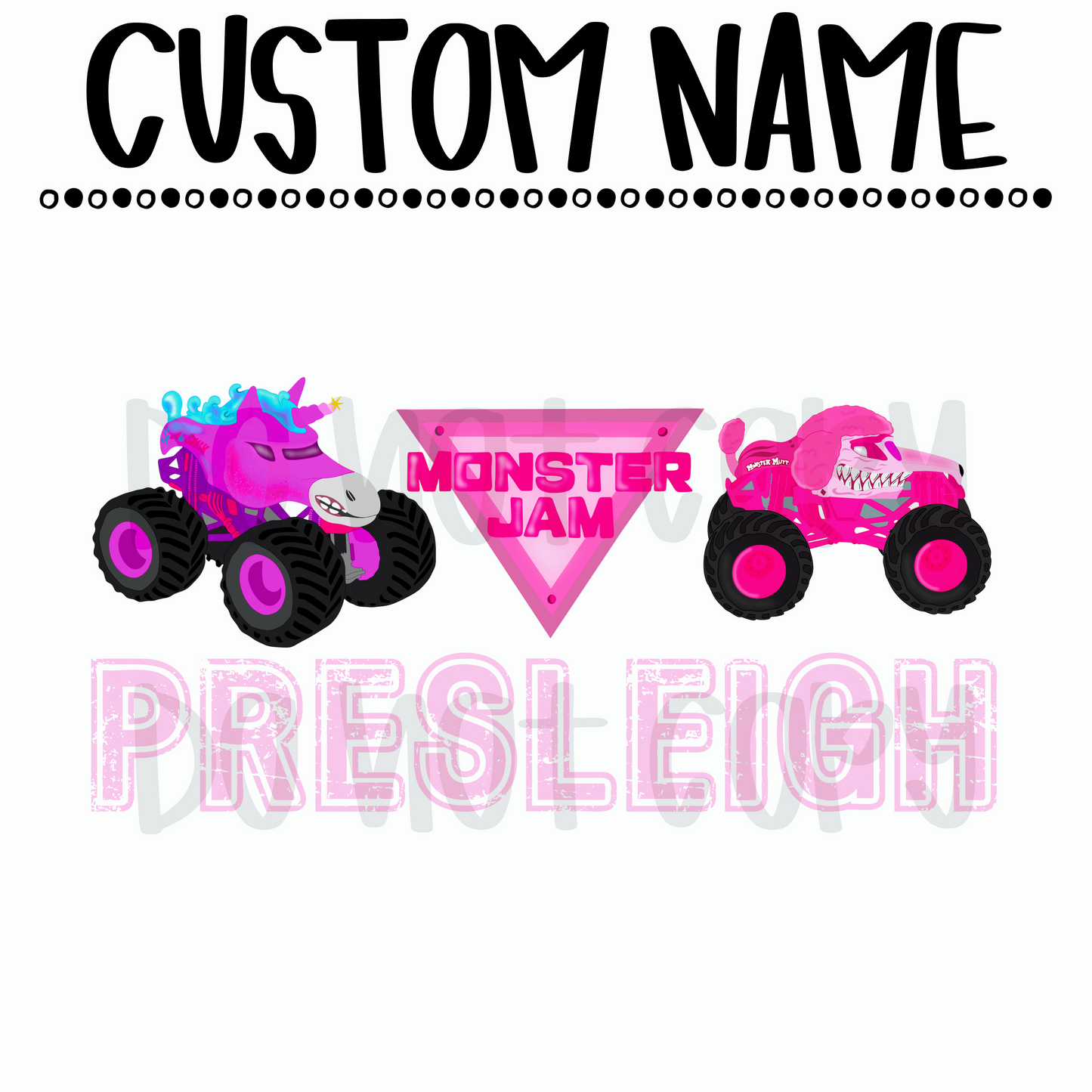 Girls Monster Truck Custom Name