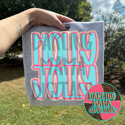 Pink and mint Holly Jolly