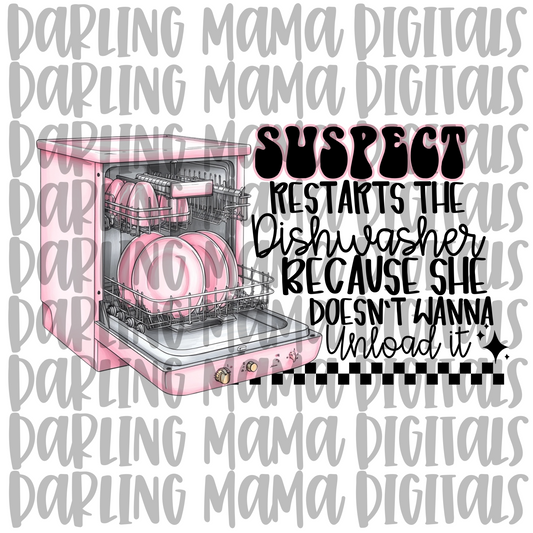 Suspect restarts dishwasher