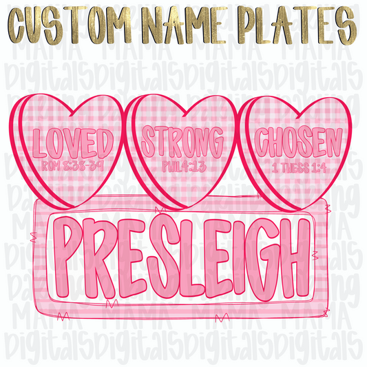 Custom pink faith hearts