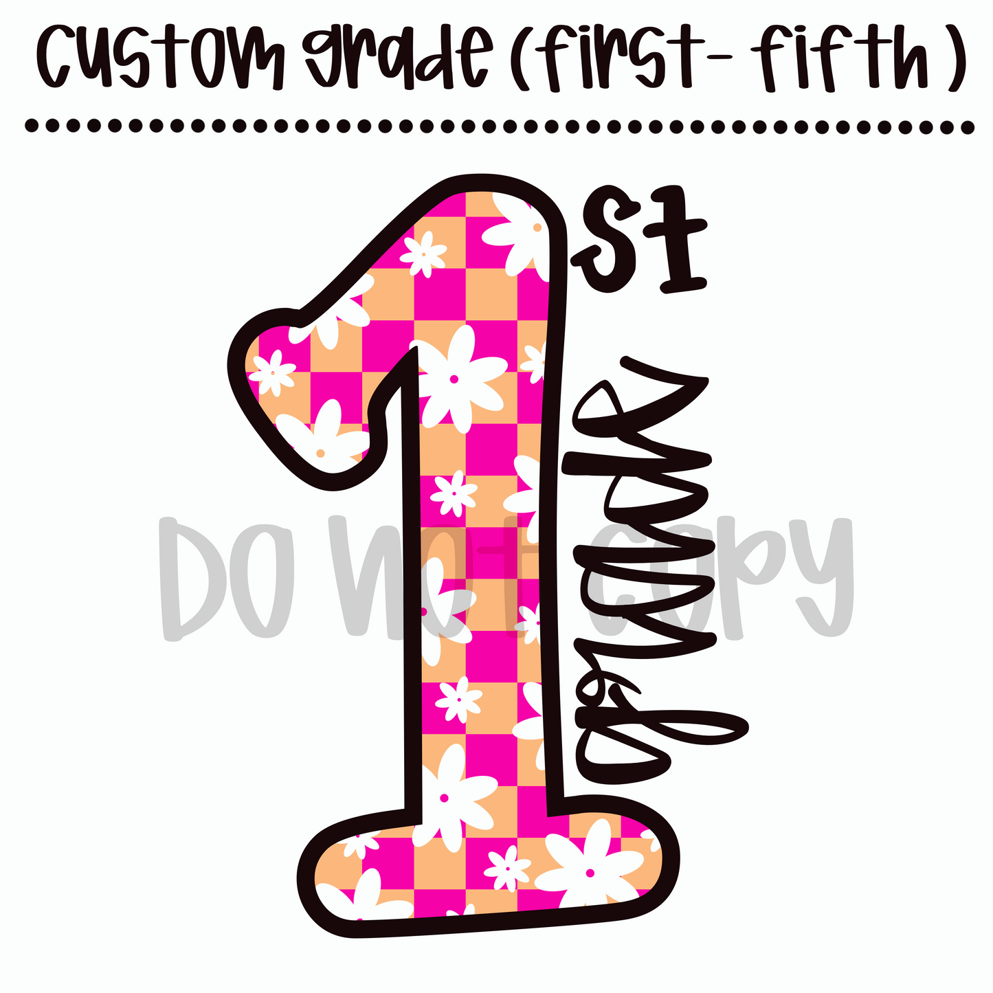 Pink and orange checkered flower Custom Grade (1st - 5th)