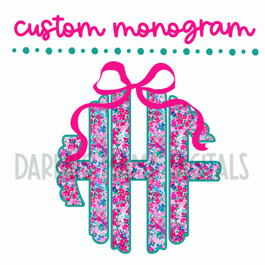 Custom Pink Floral Monogram