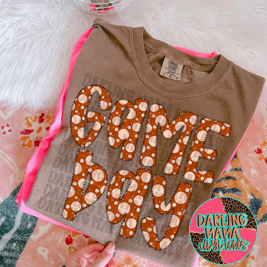 Brown polka dot game day