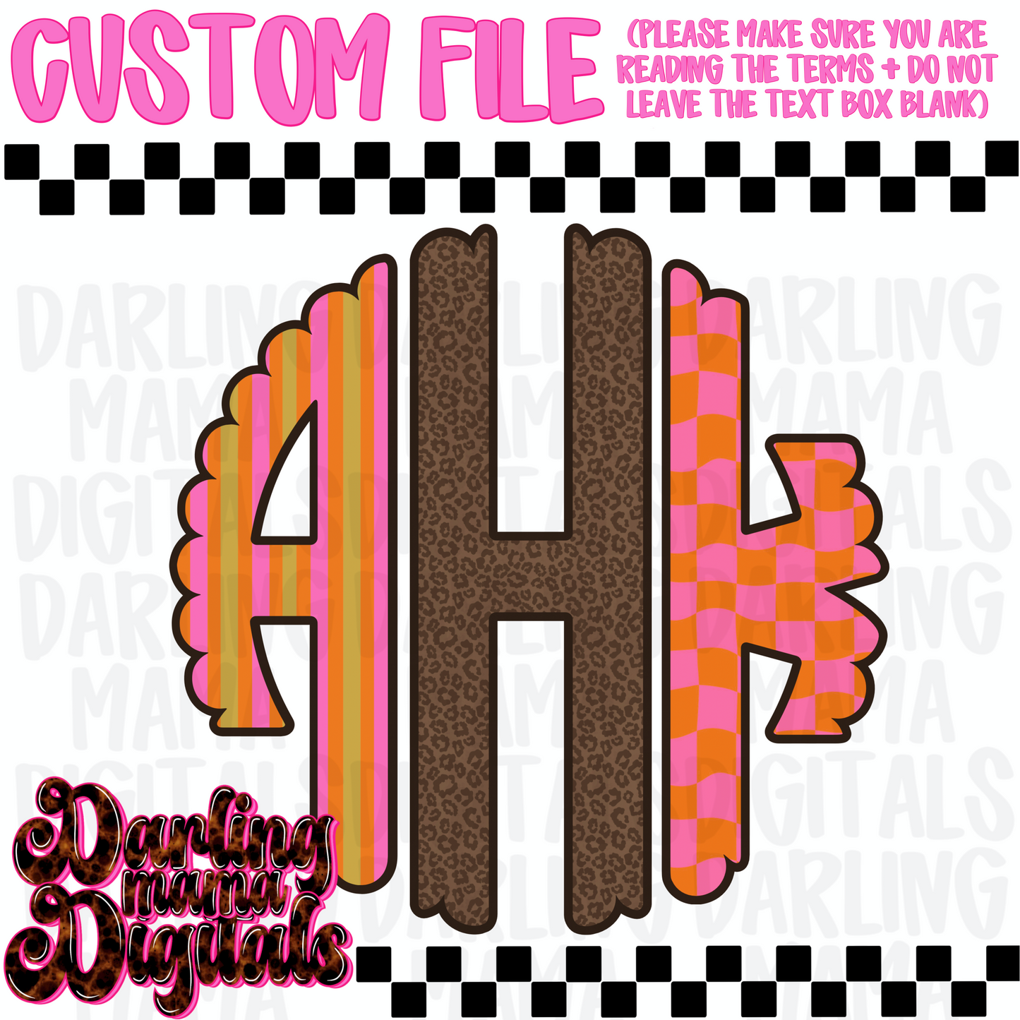 Custom cheetah striped checkered monogram