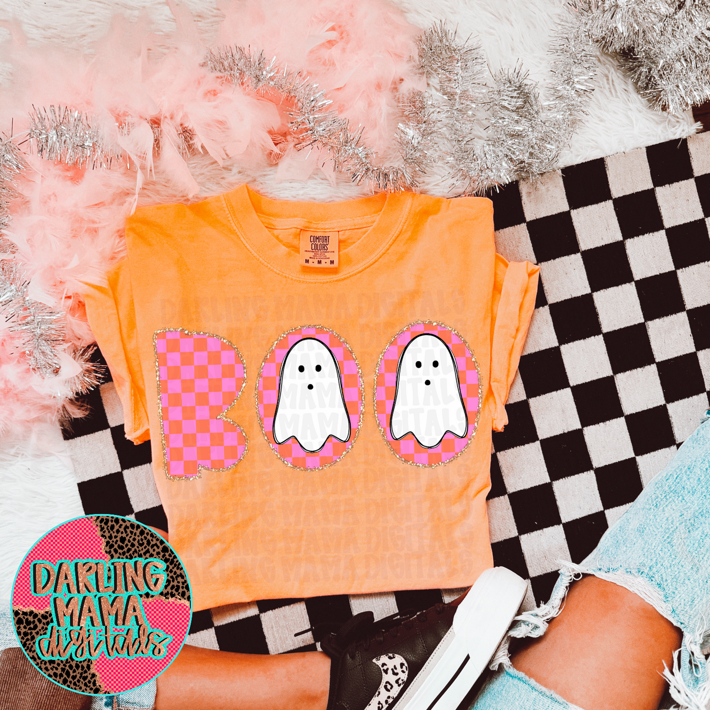 Checkered Glitter Boo