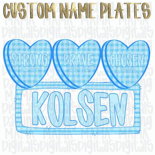 Custom blue faith hearts