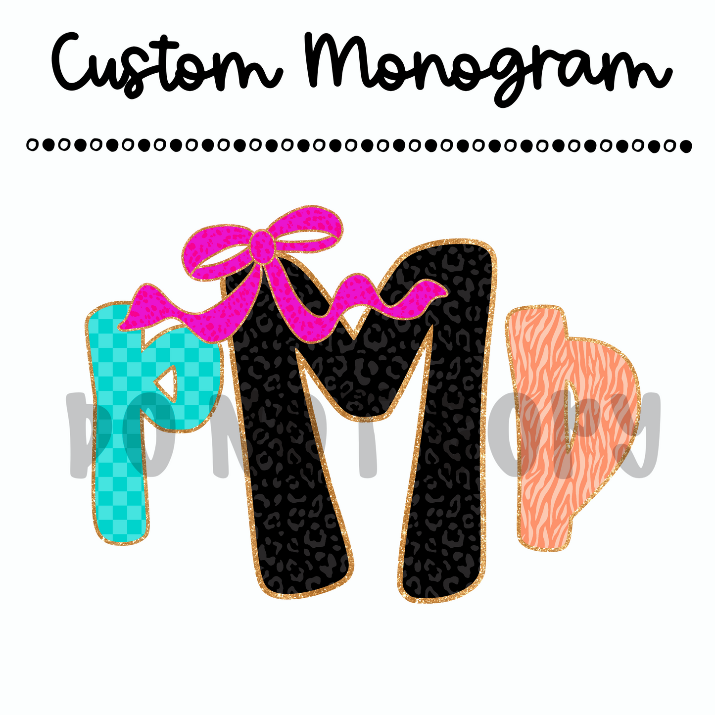 Custom Preppy Glitter Monogram