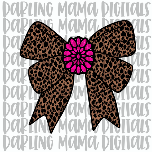 Cheetah Bow Pink Concho