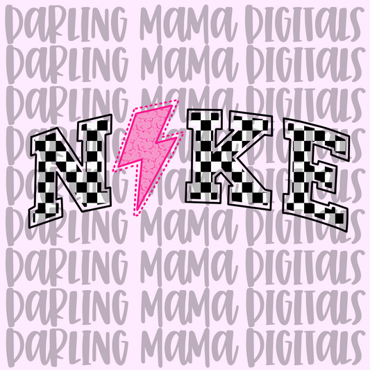 Checkered N*ke Lightening Bolt