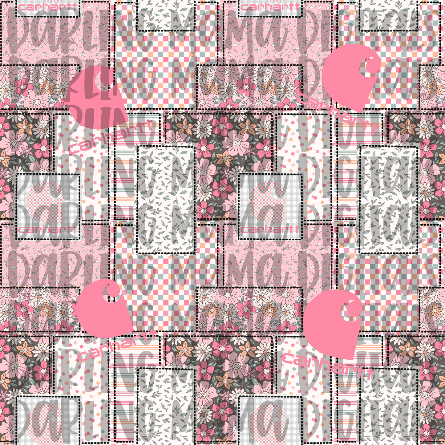 Pink Floral C*rhar** Patch Work Seamless File