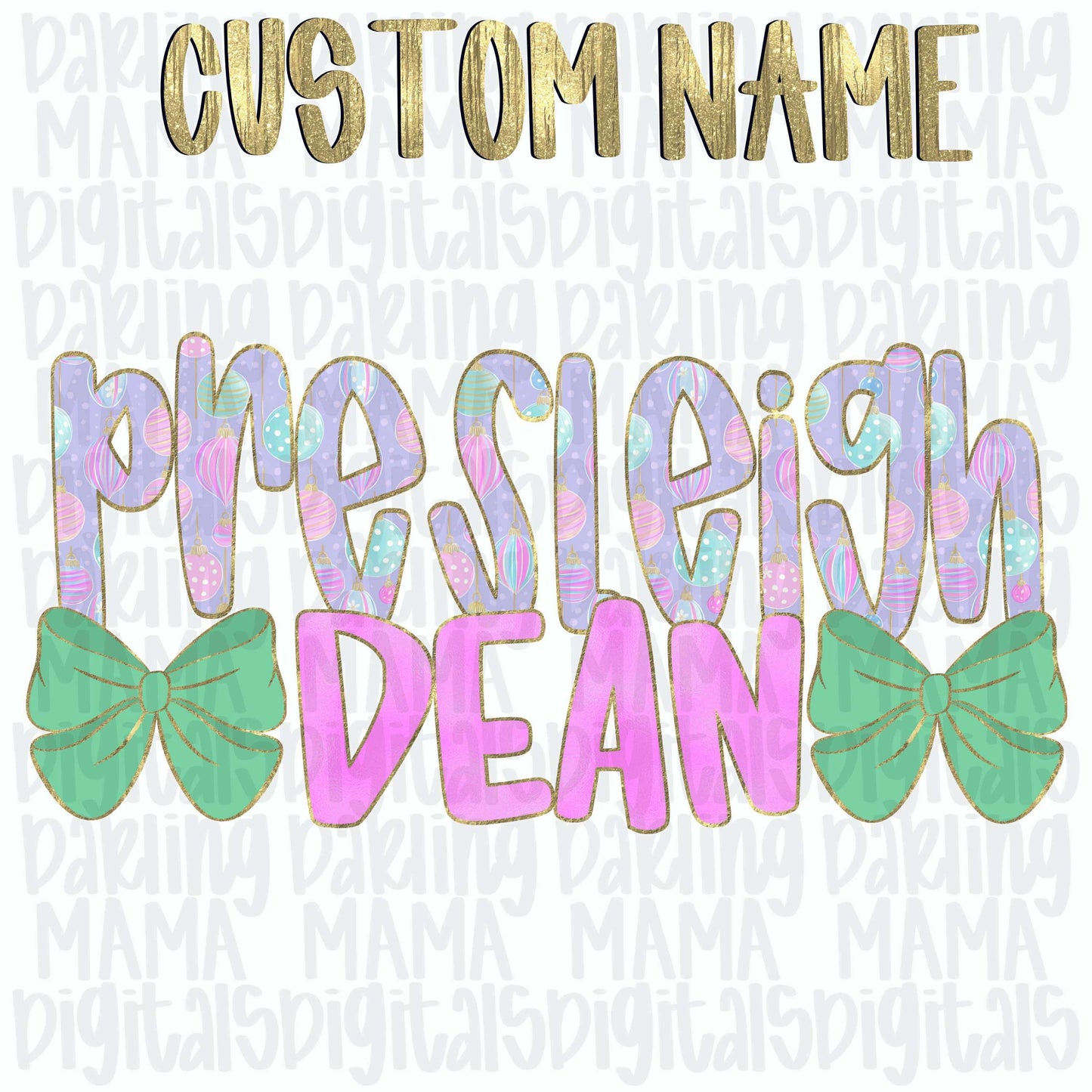 Purple and pink ornament custom name