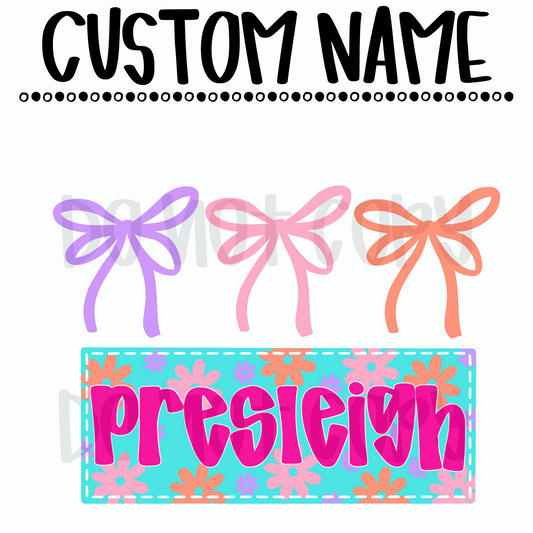 Neon Bow Flower Custom Name