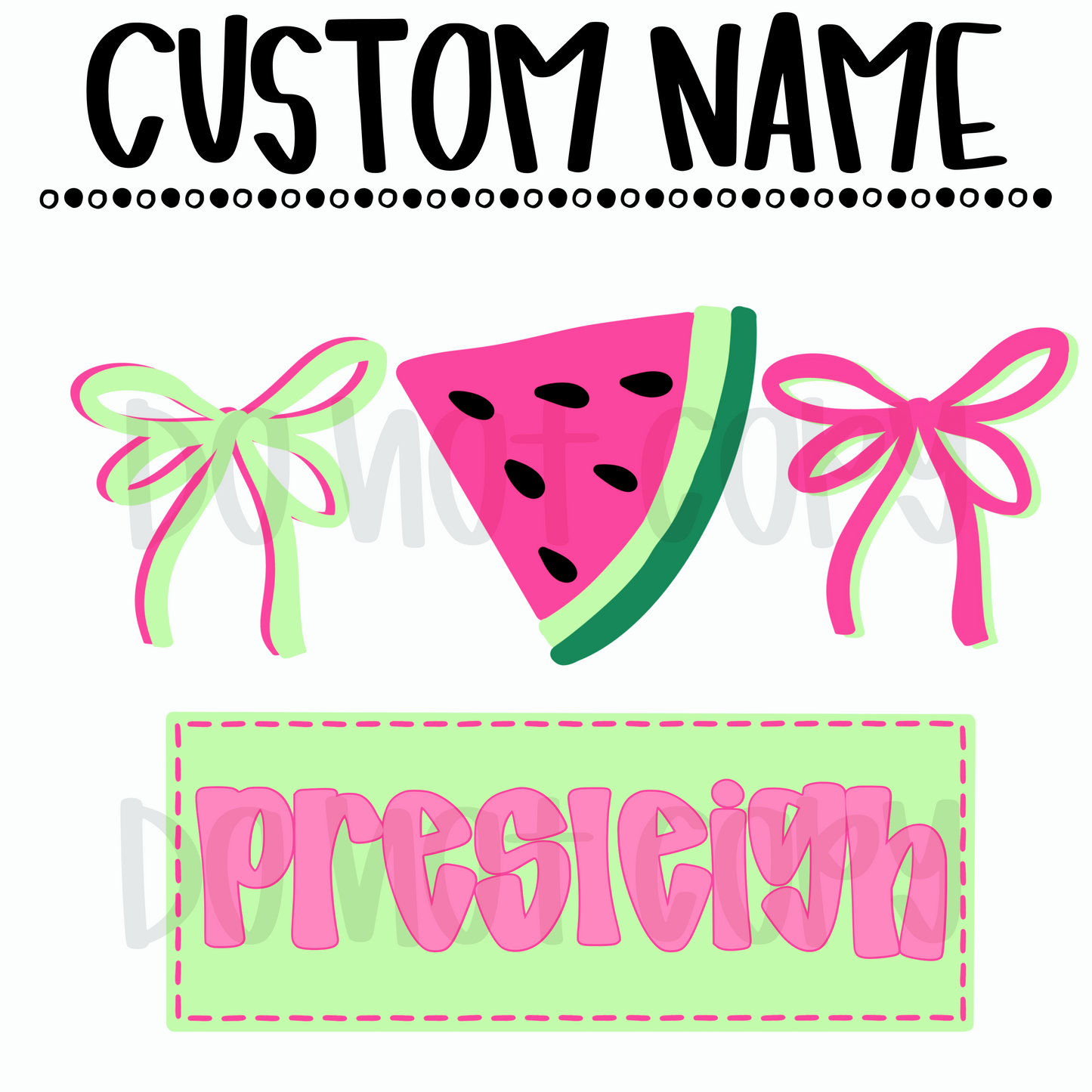 Watermelon Bow Custom Name