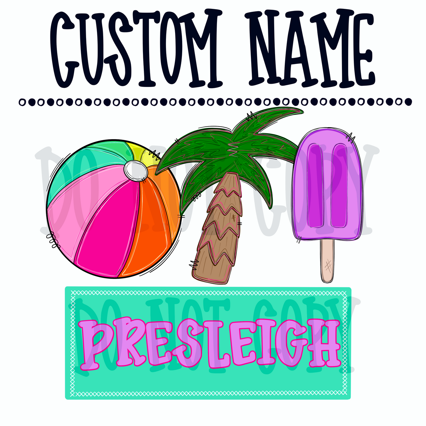Girls Summer Custom Name