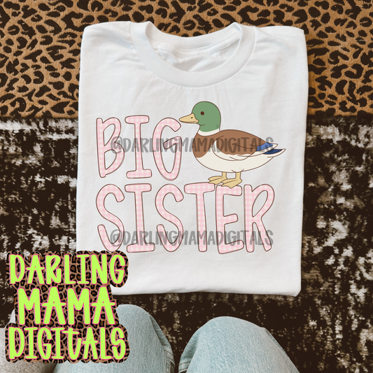 Pink gingham mallard big sister