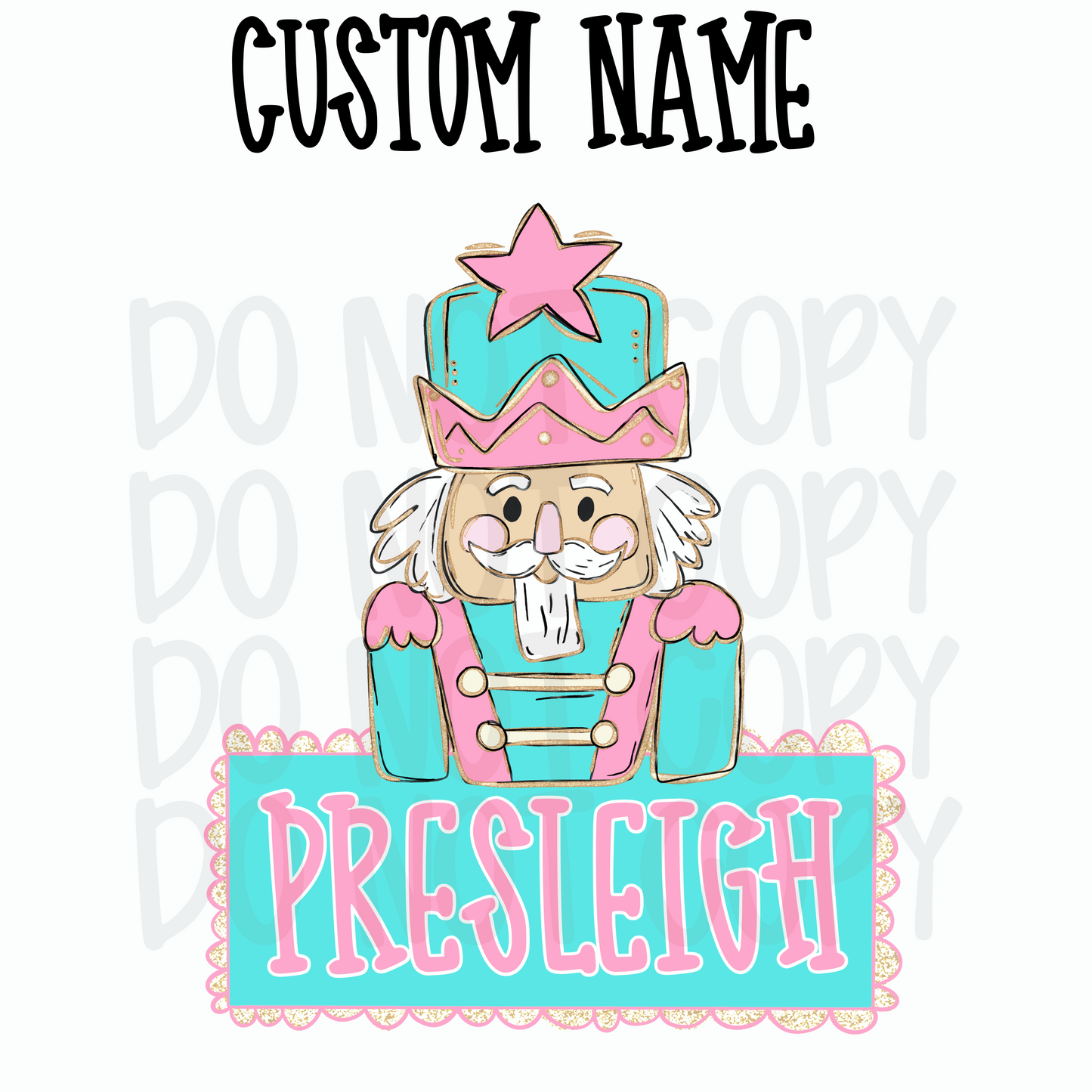 Custom Blue & Pink Nutcracker Name