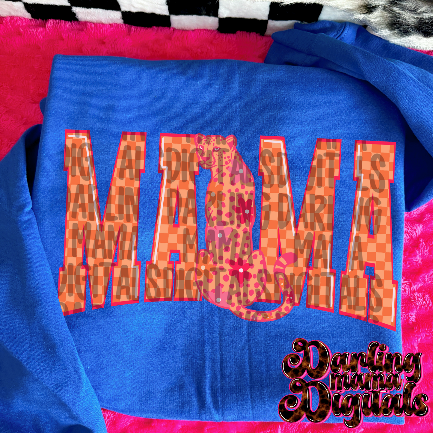 Orange checkered cheetah mama