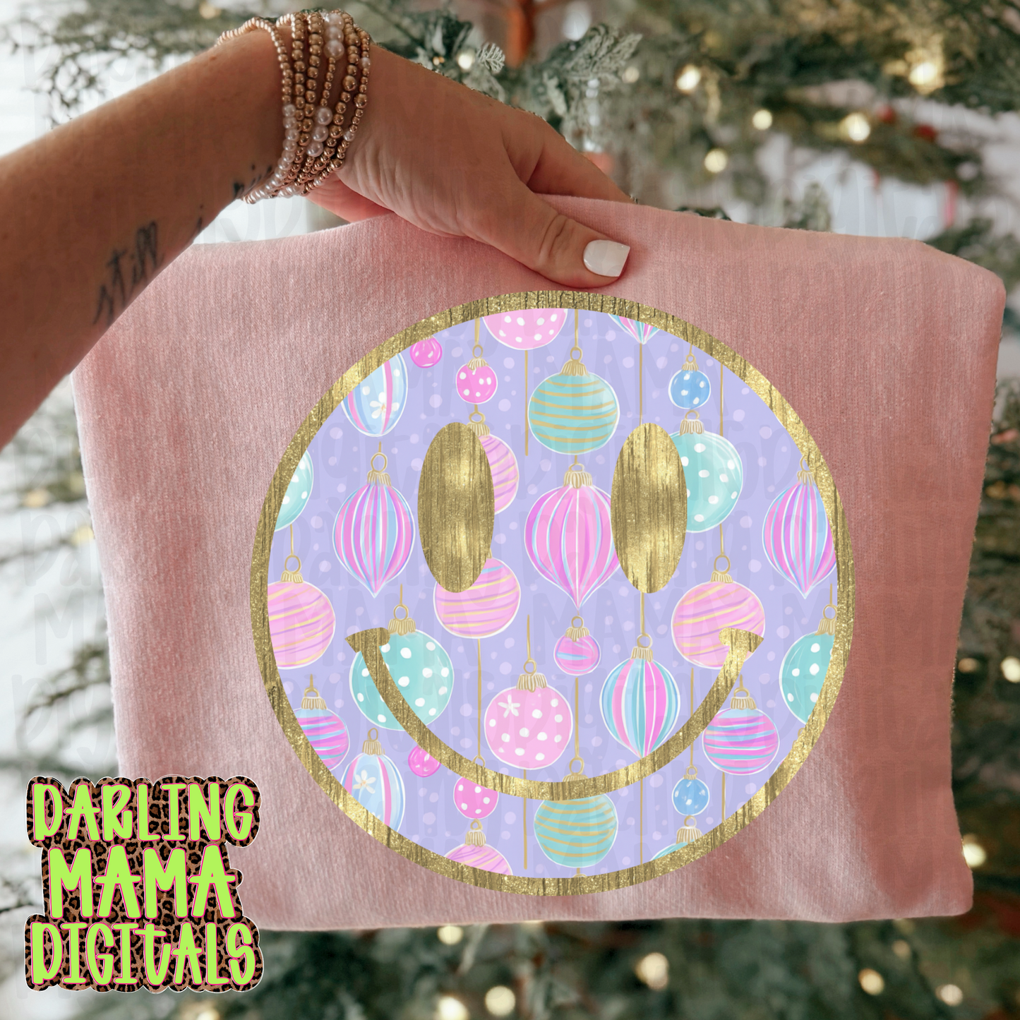 Pink and purple ornament smiley