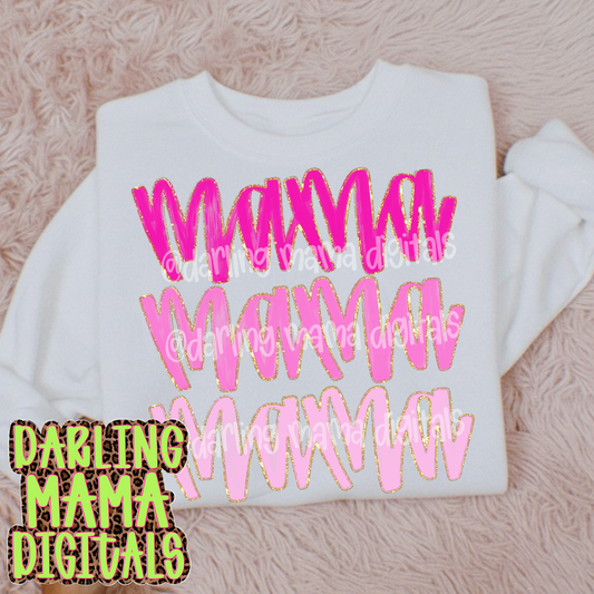 Painted pink glitter mama