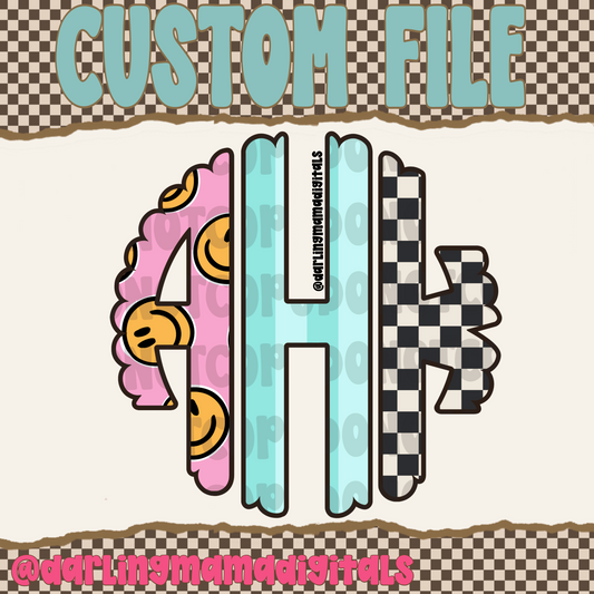 Custom funky smiley monogram