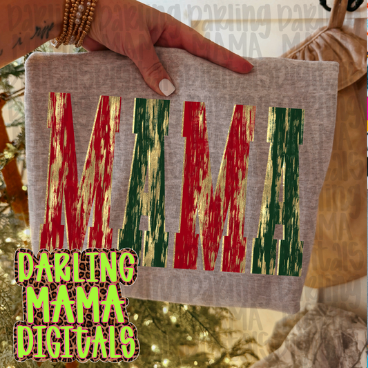 Gold foil red and green mama