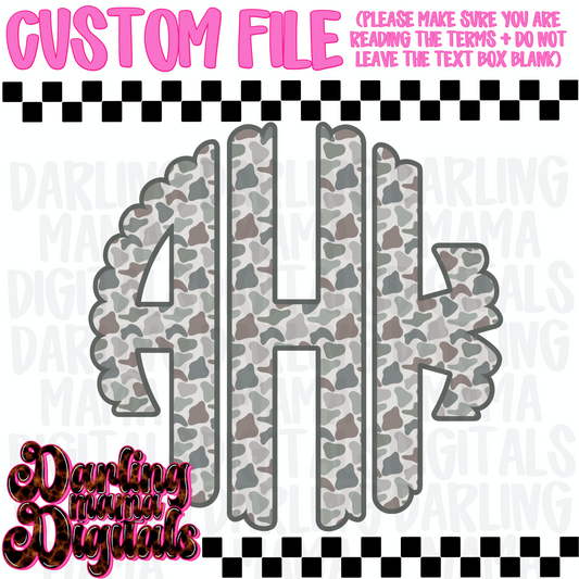 Custom old school camo monogram