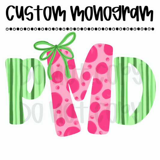 Hand Painted Watermelon Custom Monogram