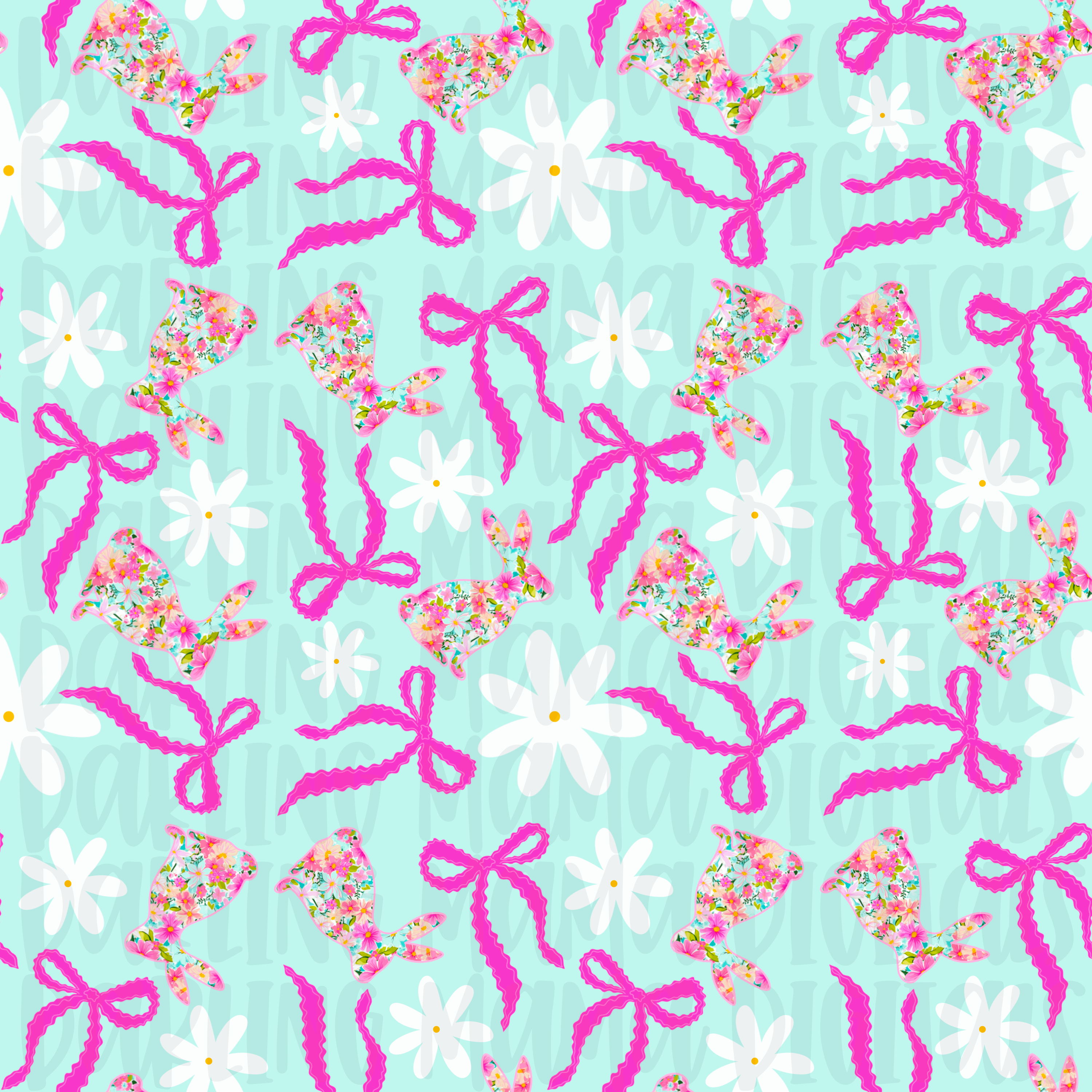 Floral Bunny Pink Bow Seamless – Darling Mama Digitals