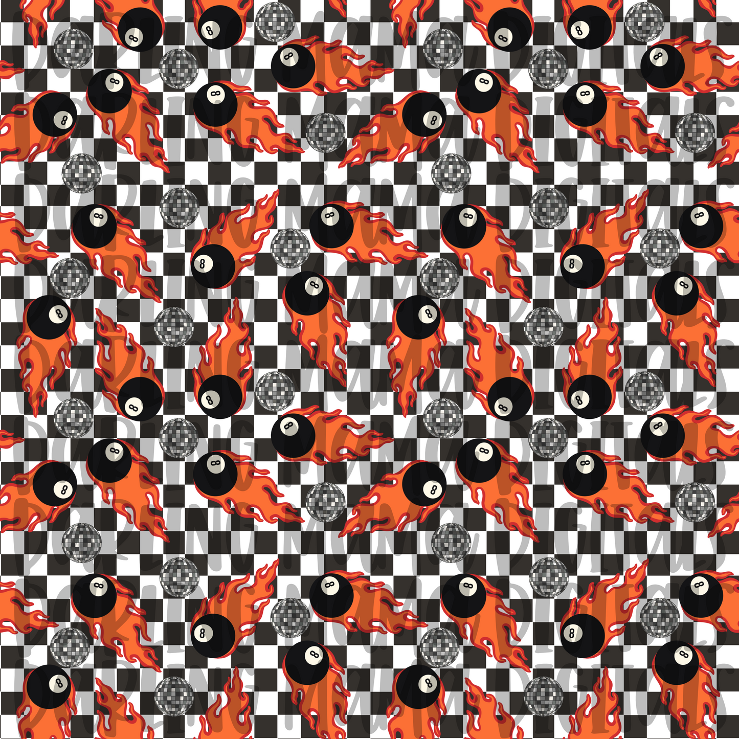 Checkered Fire 8 Ball Seamless File