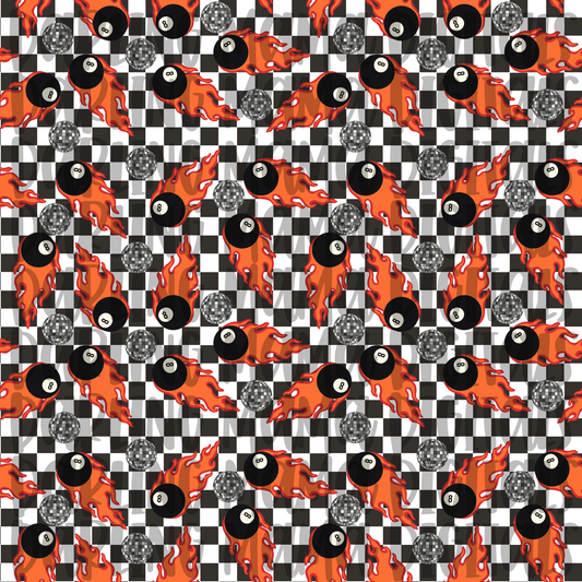 Checkered Fire 8 Ball Seamless File