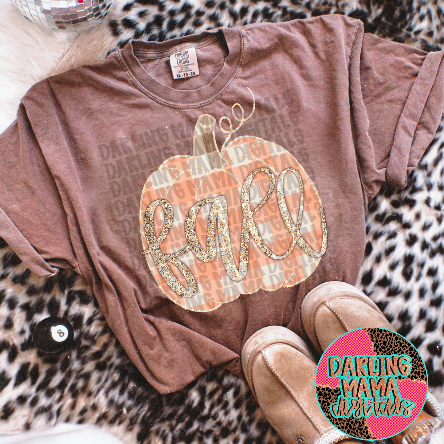 Fall Glitter Gingham Pumpkin