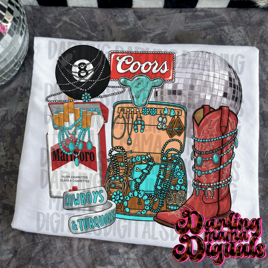 Cowboys and turquoise collage