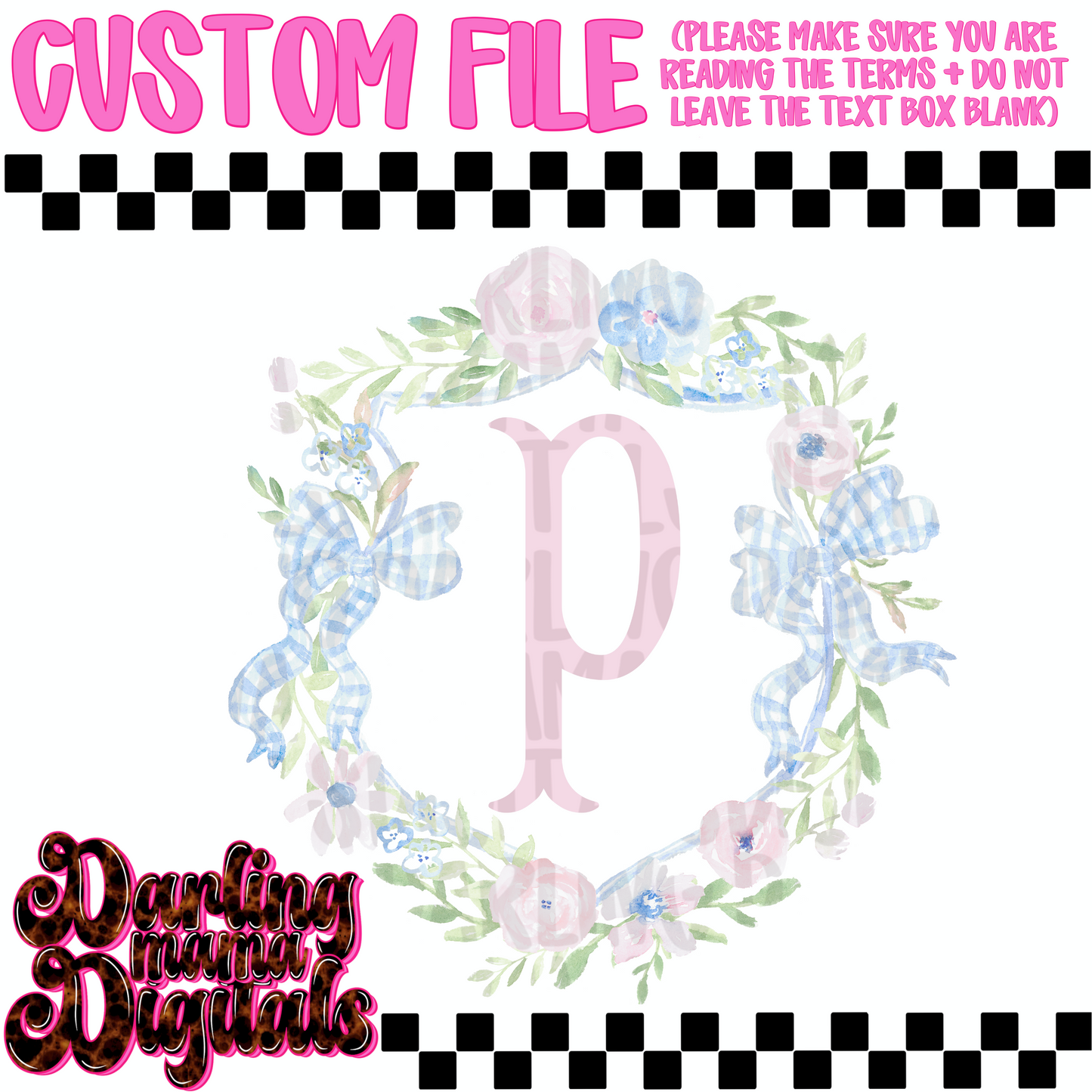 Custom grand millennial crest initial