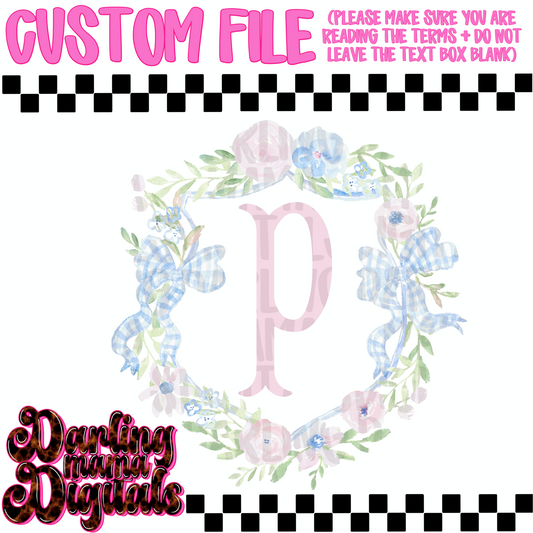 Custom grand millennial crest initial