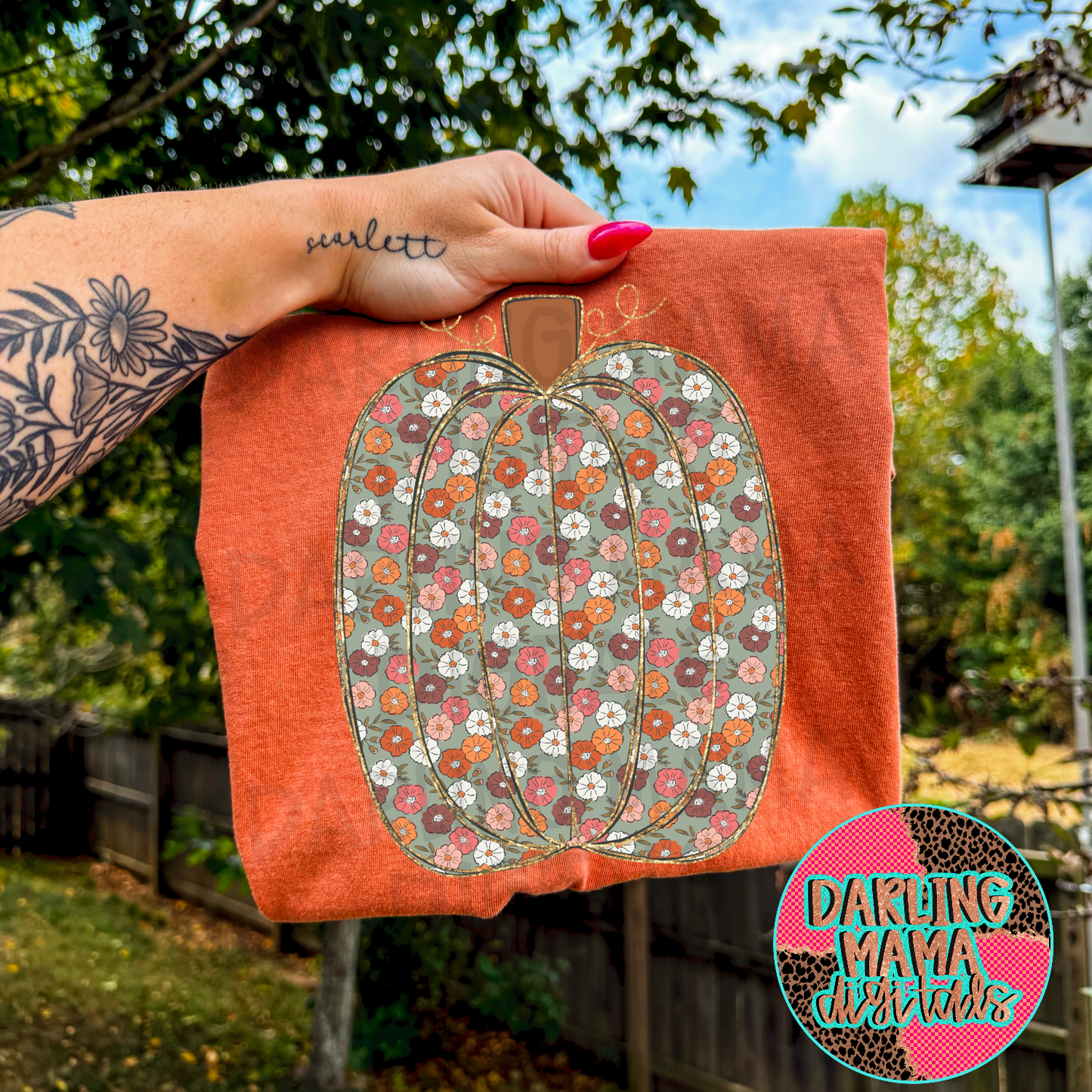 Green floral pumpkin