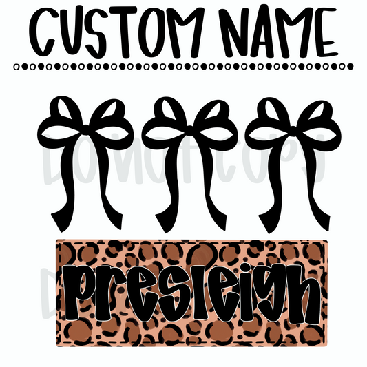 Hand Painted Cheetah Bow Custom Name
